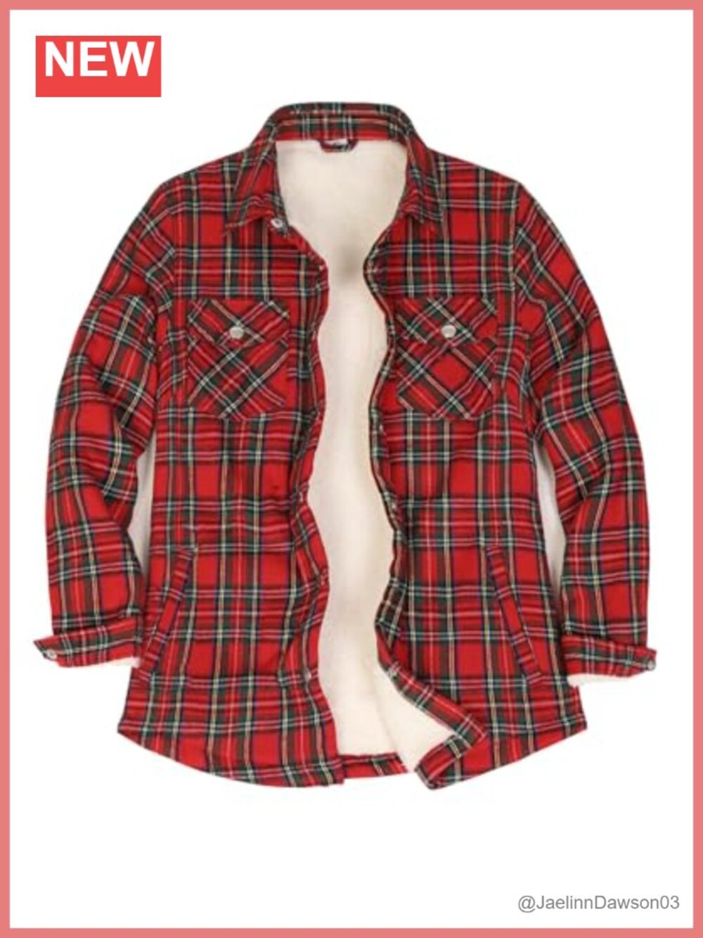Sherpa Lined Flannel Plaid Jacket Women Long Sleeve Warm Overshirt